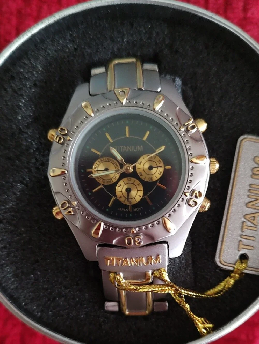 Titanium Two-Tone Silver and Gold Men's Chronograph Watch